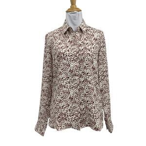 Express Shirt Womens XS Extra Small Portofino Animal Print Button Up Long Sleeve